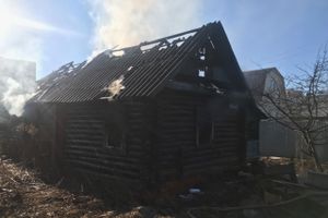 В Великих Луках сгорел нежилой дом (ФОТО; ВИЛЕО)