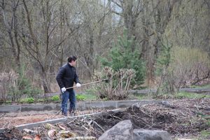 На острове Дятлинка проходит субботник