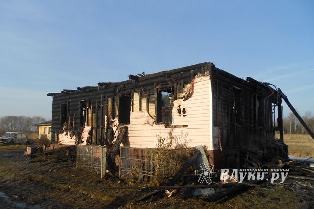 Из-за неправильной конструкции дымохода в Великолукском районе сгорел дом (фото)