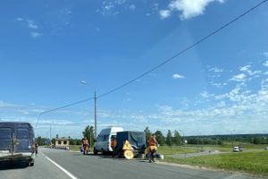 На развязке М-9 «Балтия» – Великие Луки идут дорожные работы (ФОТО)