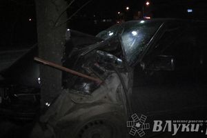 В Великих Луках водитель БМВ врезался в дерево (ФОТО)