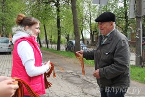 В Великих Луках прошла акция «Георгиевская ленточка»