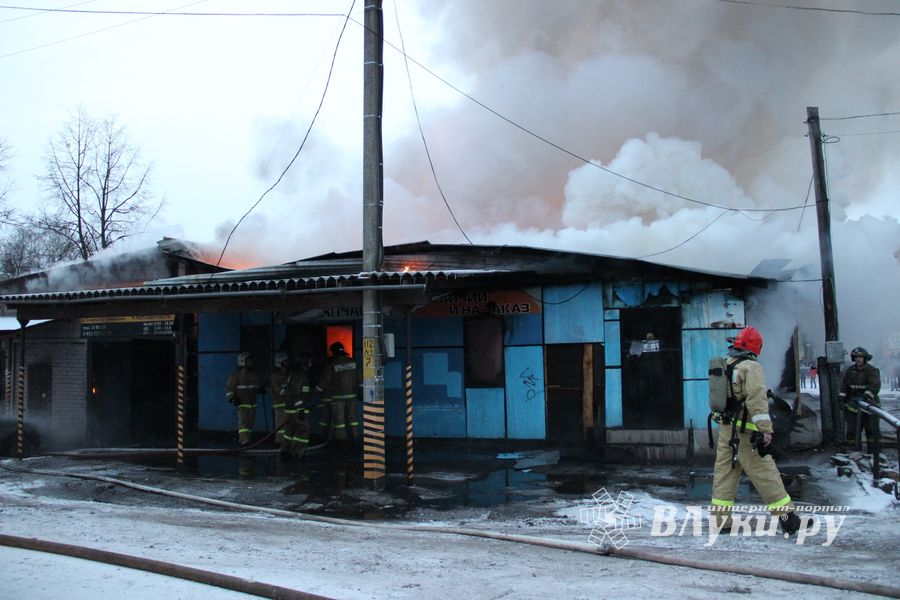 В Великих Луках горел автосервис (фото)