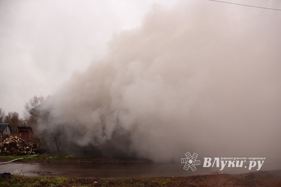 В Великих Луках на ул. Ползунова горит дом (ФОТО)