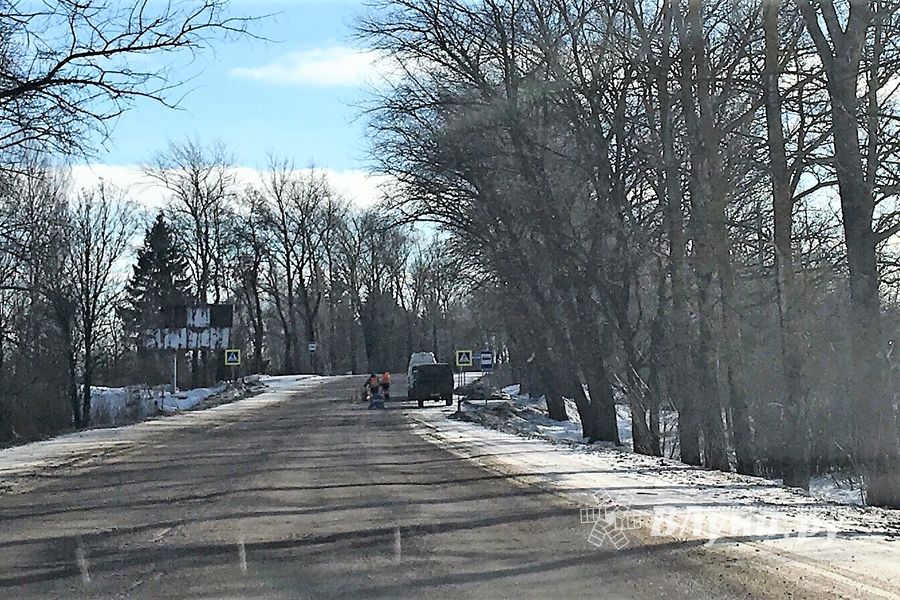 На трассе Шимск-Невель под Великими Луками идет ремонт дороги (ФОТО)