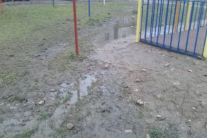 Заместитель губернатора области области спортивную площадку в Великих Луках, но еще больше — грязь и ямы (ФОТО)