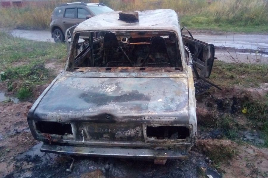 В Великих Луках горел автомобиль (ФОТО)