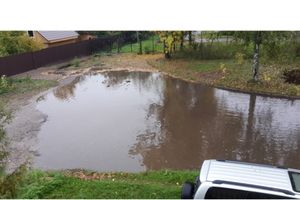 Великолучане жалуются на «упрямую» лужу размером с пруд (ФОТО)