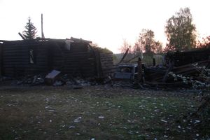 В Псковской области мужчина решил поменять газовый балон, как итог - сгорел дом, гараж, автомобиль и прицеп (фото)