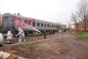 В Великих Луках тушили поезд (ФОТО)
