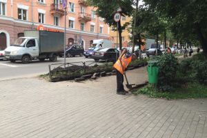 На Октябрьском в Великих Луках обновляют тротуар (ФОТО)