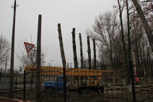 Возле железнодорожной больницы облагораживают сквер (ФОТО)