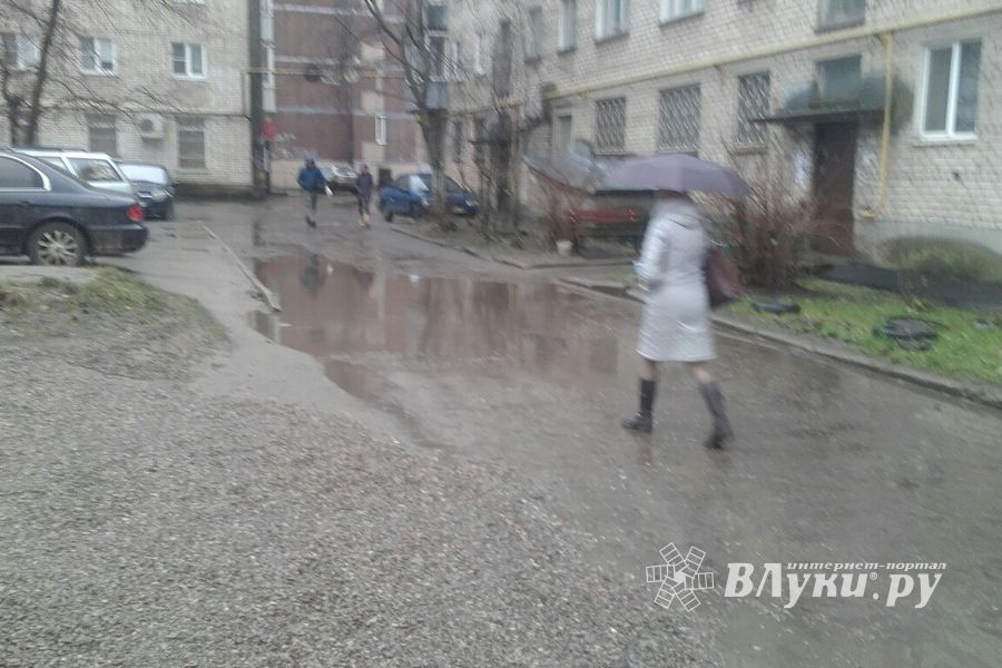 Заместитель губернатора области области спортивную площадку в Великих Луках, но еще больше — грязь и ямы (ФОТО)