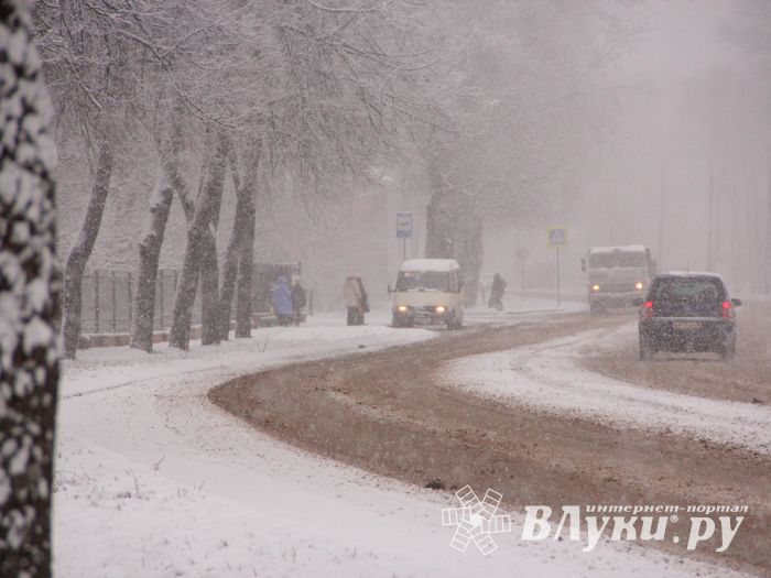 В Великих Луках снегопад и «день жестянщика» (фото)
