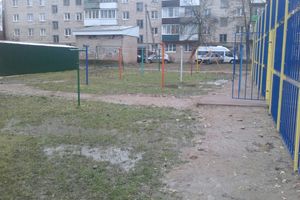 Заместитель губернатора области области спортивную площадку в Великих Луках, но еще больше — грязь и ямы (ФОТО)
