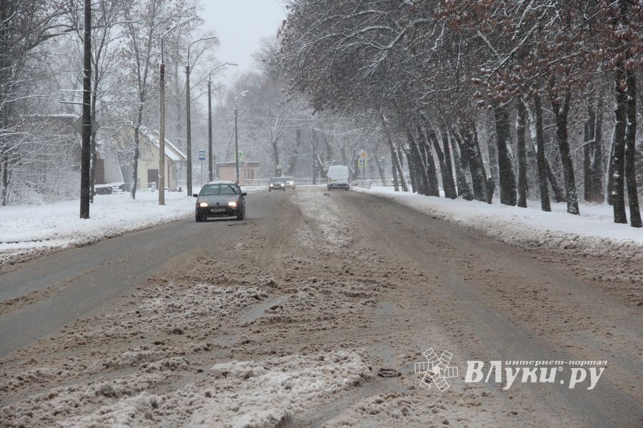 С первым снегопадом вас, коммунальщики Великих Лук!