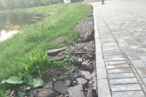 В центральном парке Великих Лук продолжаются ремонтные работы (фото)