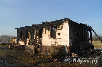 Из-за неправильной конструкции дымохода в Великолукском районе сгорел дом (фото)
