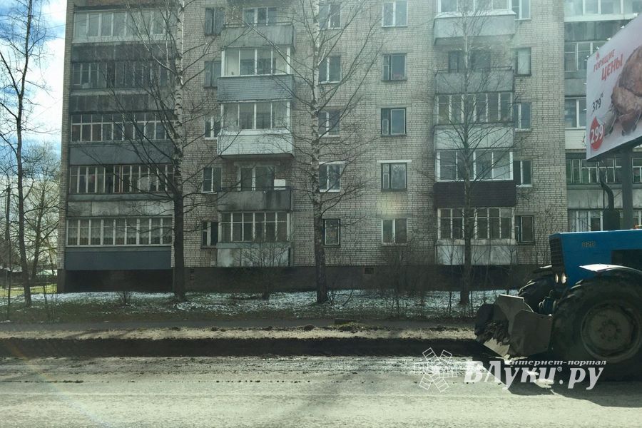 Фотофакт: в Великих Луках чистят обочины дорог 