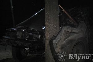 В Великих Луках водитель БМВ врезался в дерево (ФОТО)