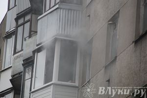 В Великих Луках на проспекте Гагарина загорелась квартира (фото)