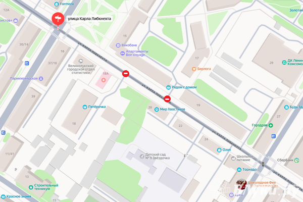 На две недели в Великих Луках перекроют участок улицы К. Либкнехта