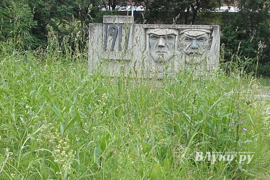 В Великих Луках не потрудились скосить траву возле мемориала (ФОТО)