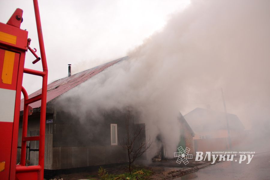 В Великих Луках на ул. Ползунова горит дом (ФОТО)