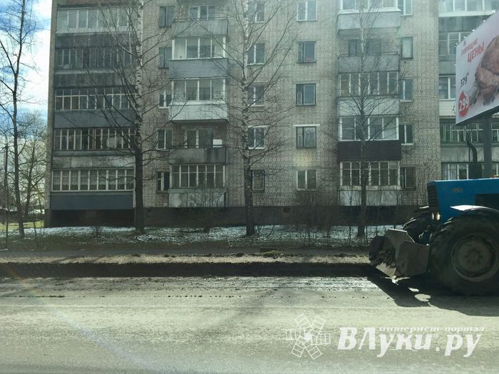 Фотофакт: в Великих Луках чистят обочины дорог 