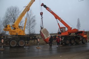 В районе деревни Булынино перевернулась бетономешалка (ФОТО)
