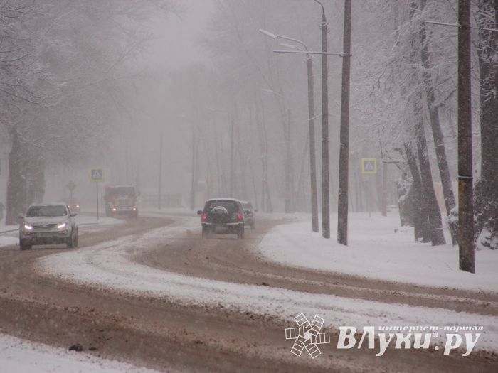 В Великих Луках снегопад и «день жестянщика» (фото)