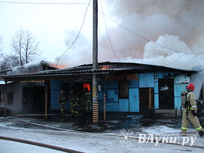 В Великих Луках горел автосервис (фото)