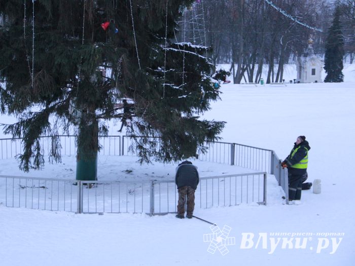 В Великих Луках приступили к демонтажу новогодней ёлки (ФОТО)