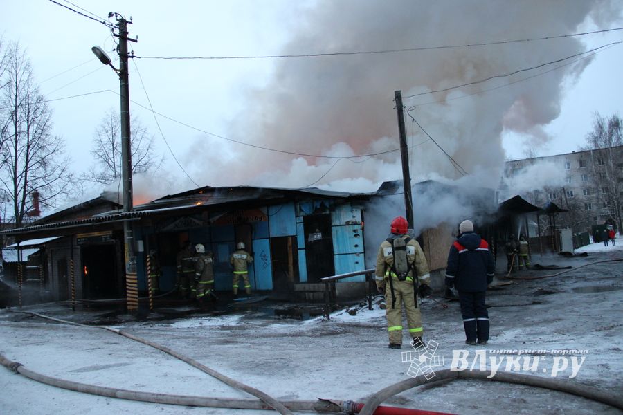 В Великих Луках горел автосервис (фото)