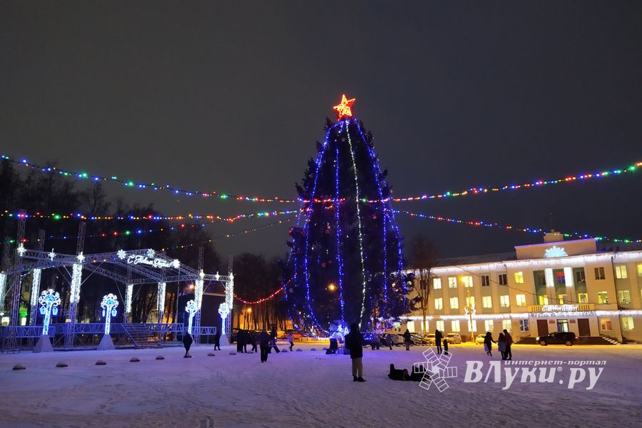 Главную новогоднюю ёлку в Великих Луках нарядили к праздникам (ФОТО)
