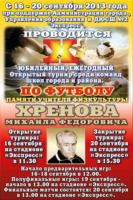 10-ый юбилейный открытый турнир по футболу памяти М.Ф. Хренова